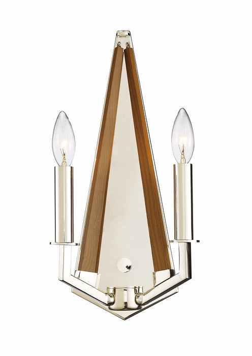 Diyas Hilton Wall Lamp 2 Light E14 Polished Nickel/Taupe Wood • IL31680