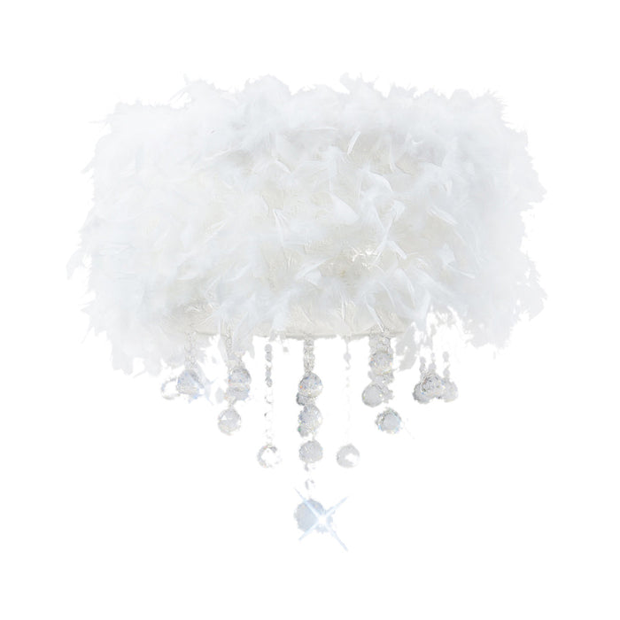 Diyas Ibis Ceiling With White Feather Shade 3 Light E14 Polished Chrome/Crystal • IL30741/WH