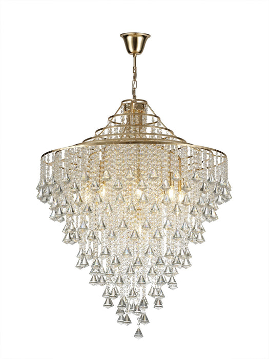 Diyas Inina Pendant 9 Light E14 French Gold/Crystal Item Weight: 26kg • IL32773