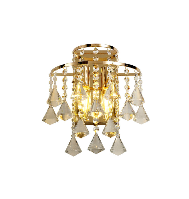 Diyas Inina Wall Lamp Switched 2 Light E14 French Gold/Crystal • IL32774