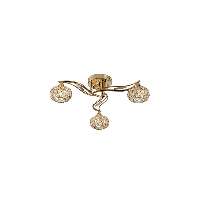 Diyas Leimo Ceiling 3 Light G9 French Gold/Crystal • IL30963
