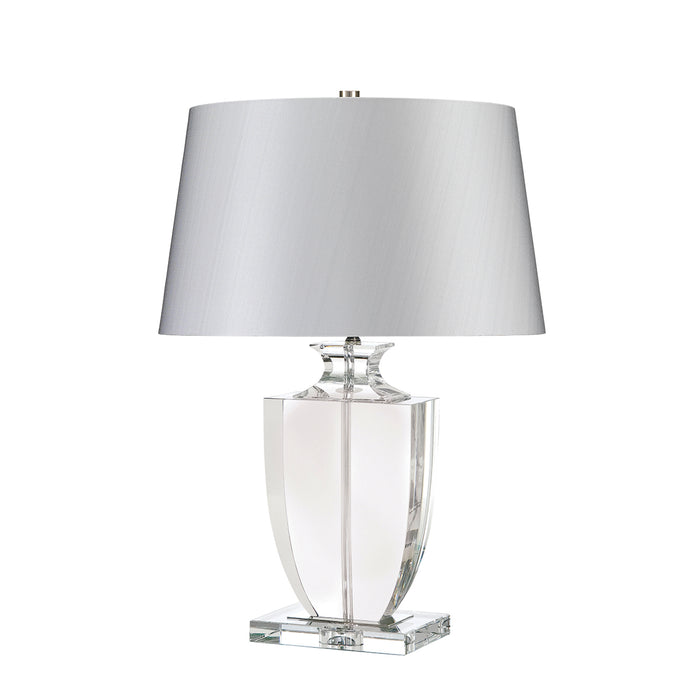 Elstead Lighting LIONA-TL Liona Single Light Crystal Table Lamp Complete With Silver Fabric Shade