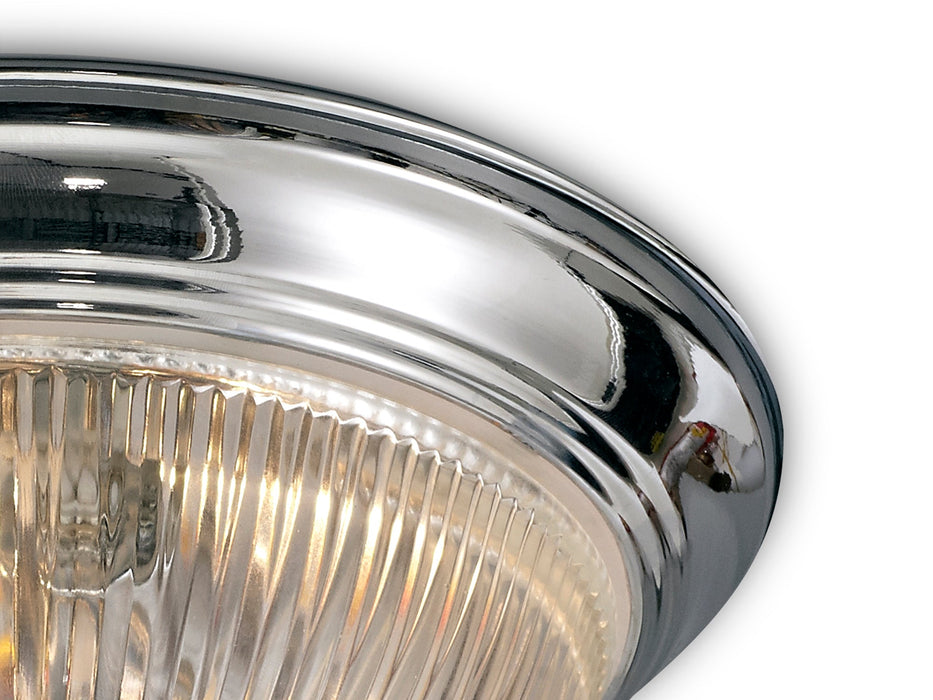 Deco Macy IP44 2 Light E14 Flush Ceiling Light, Polished Chrome With Clear Ribbed Glass • D0404