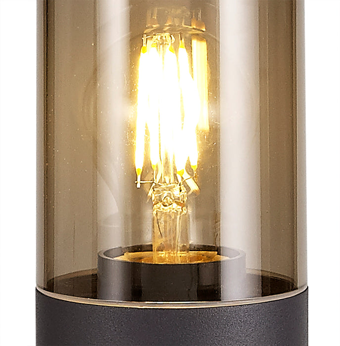 Regal Lighting SL-1682 1 Light Small Outdoor Post Light Anthracite With Smoked Glass IP54