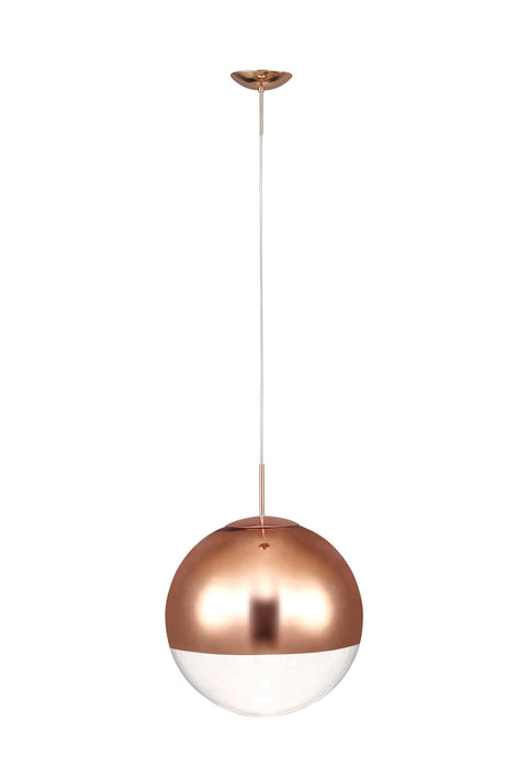 Deco Miranda Medium Ball Pendant 1 Light E27 Copper Suspension With Copper Mirrored/Clear Glass Globe • D0127