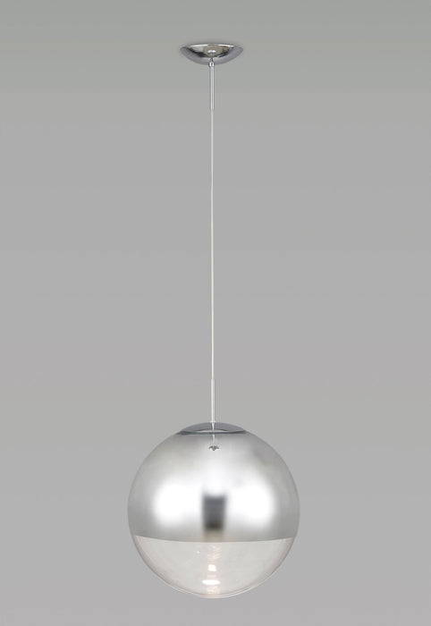 Deco Miranda Large Ball Pendant 1 Light E27 Polished Chrome Suspension With Mirrored/Clear Glass Globe • D0653
