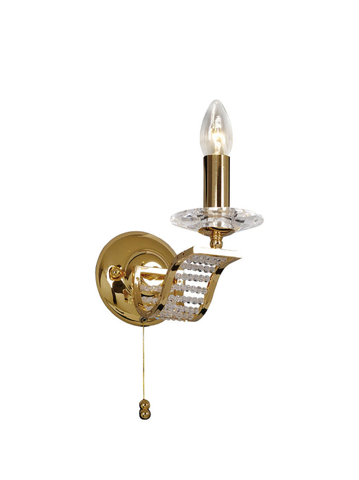 Diyas Niobe Wall Lamp Switched 1 Light E14 French Gold/Crystal • IL30441