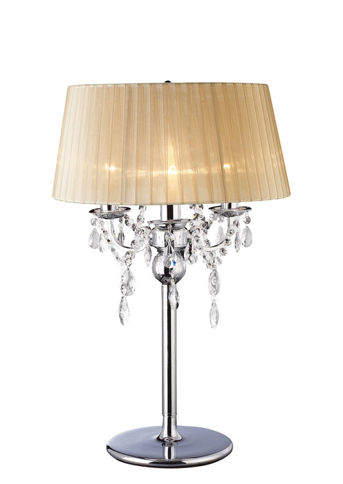 Diyas Olivia Table Lamp With Soft Bronze Shade 3 Light E14 Polished Chrome/Crystal • IL30062/SB