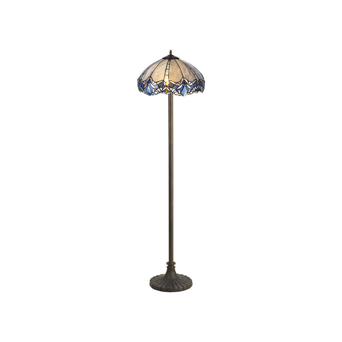 Regal Lighting SL-1322 2 Light Stepped Tiffany Floor Lamp 40cm Blue With Clear Crystal Shade