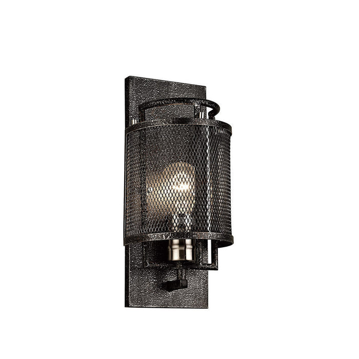 Diyas Parker Wall Lamp 1 Light E27 Weathered Zinc/Brushed Nickel • IL31690