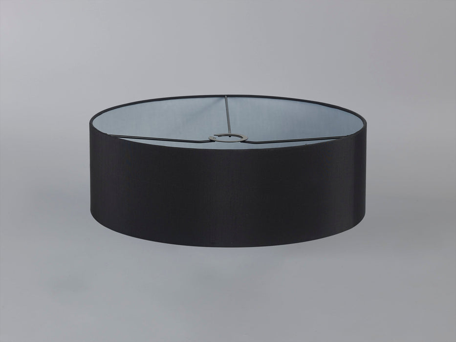 Deco Serena Round Cylinder, 450 x 150mm Faux Silk Fabric Shade, Black • D0570
