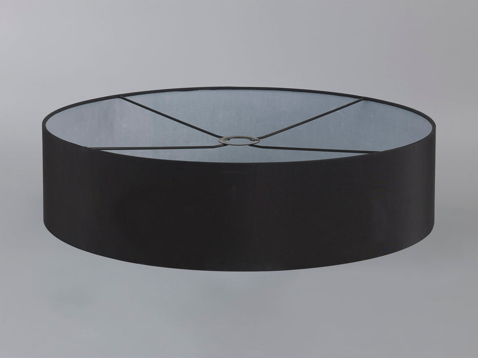 Deco Serena Round Cylinder, 600 x 150mm Faux Silk Fabric Shade, Black • D0571