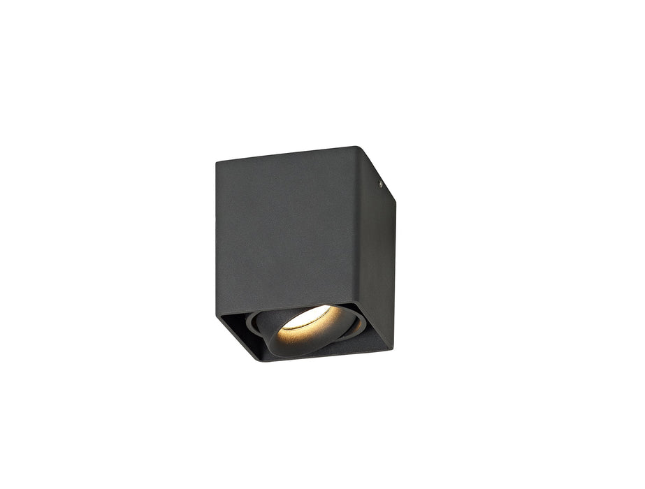 Deco Stom Adjustable Square Spotlight, 1 Light GU10, Sand Black • D0474