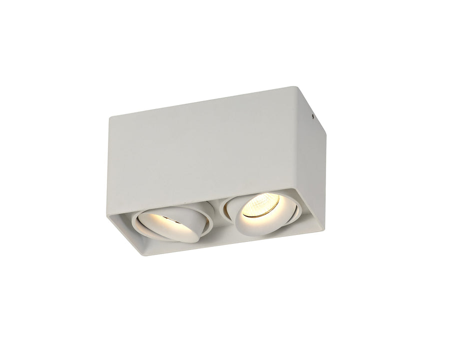 Deco Stom Adjustable Rectangular Spotlight, 2 Light GU10, Sand White • D0475