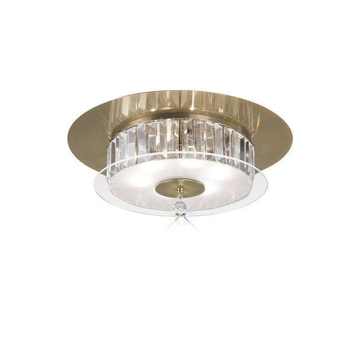 Diyas Tosca Ceiling Round 6 Light G9 Antique Brass/Glass/Crystal • IL30244