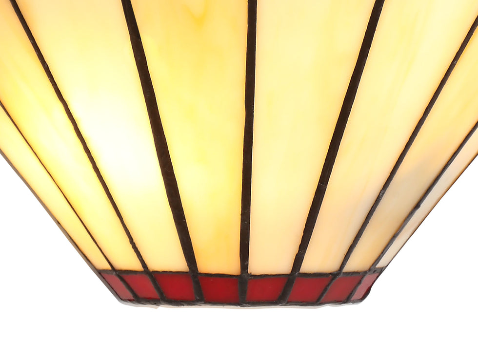Regal Lighting SL-2049 Tiffany 2 Light Wall Uplighter Cream And Red With Clear Crystal Shade