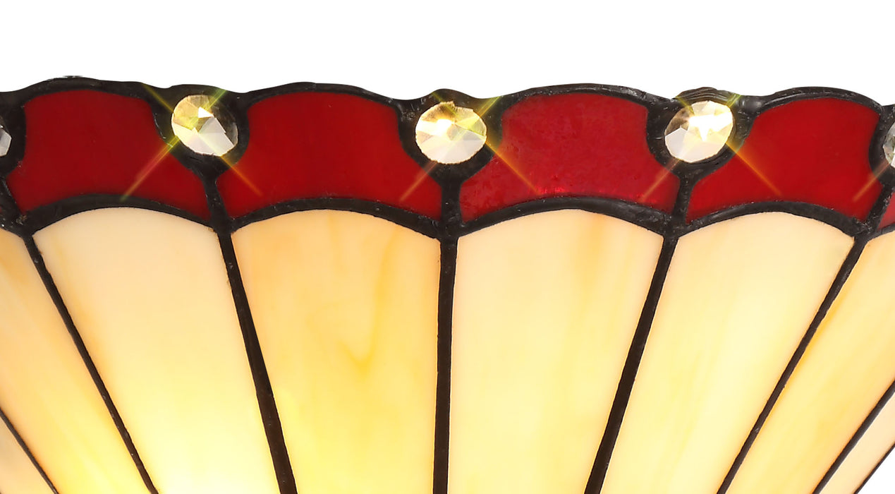 Regal Lighting SL-2049 Tiffany 2 Light Wall Uplighter Cream And Red With Clear Crystal Shade