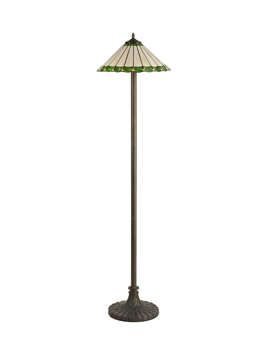 Regal Lighting SL-1227 2 Light Stepped Tiffany Floor Lamp 40cm Cream And Green With Clear Crystal Shade