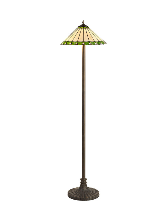 Regal Lighting SL-1227 2 Light Stepped Tiffany Floor Lamp 40cm Cream And Green With Clear Crystal Shade
