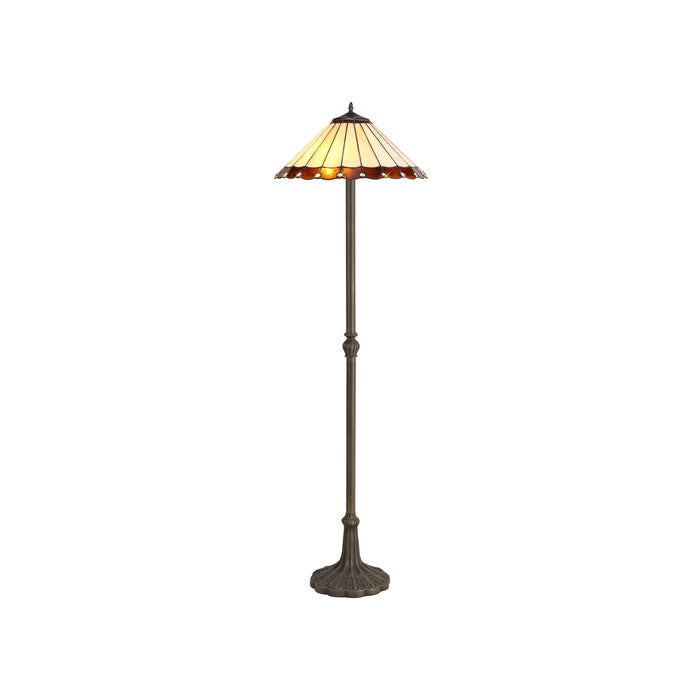 Regal Lighting SL-1206 2 Light Leaf Tiffany Floor Lamp 40cm Cream And Amber With Clear Crystal Shade