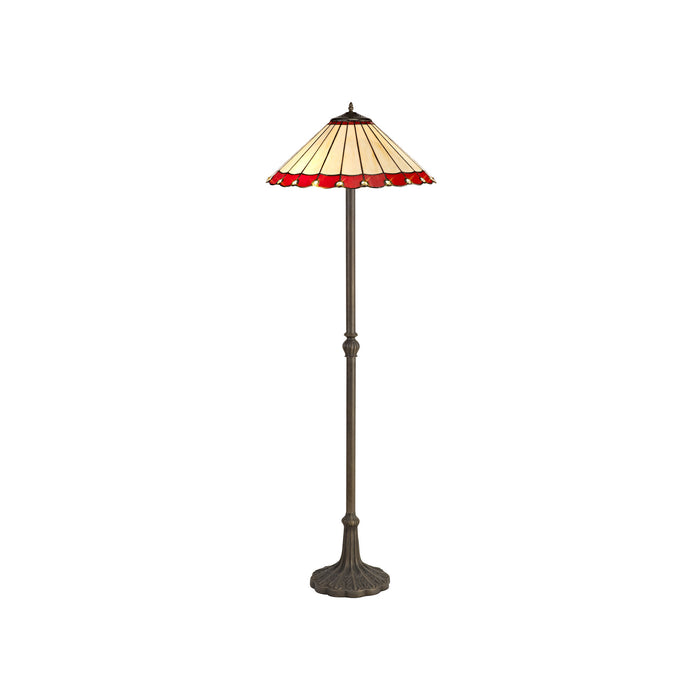 Regal Lighting SL-1184 2 Light Leaf Tiffany Floor Lamp 40cm Cream And Red With Clear Crystal Shade