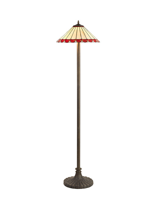Regal Lighting SL-1183 2 Light Stepped Tiffany Floor Lamp 40cm Cream And Red With Clear Crystal Shade