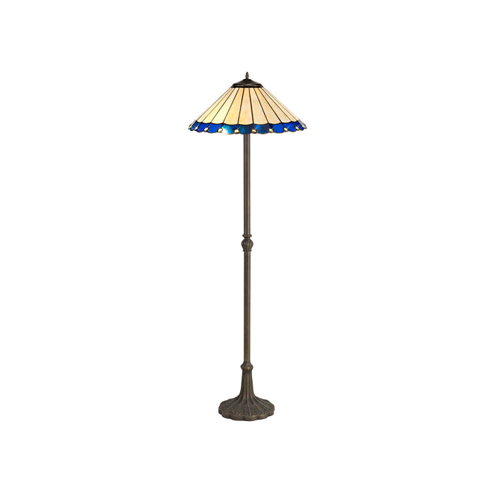 Regal Lighting SL-1162 2 Light Leaf Tiffany Floor Lamp 40cm Cream And Blue With Clear Crystal Shade