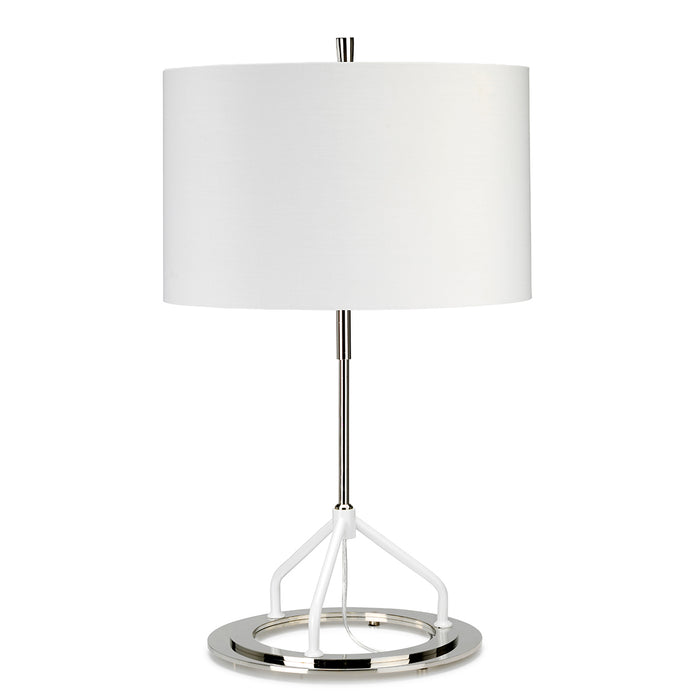 Elstead Lighting VICENZA-TL-WPN Vicenza Single Light Table Lamp in Polished Nickel Finish Complete with White Shade