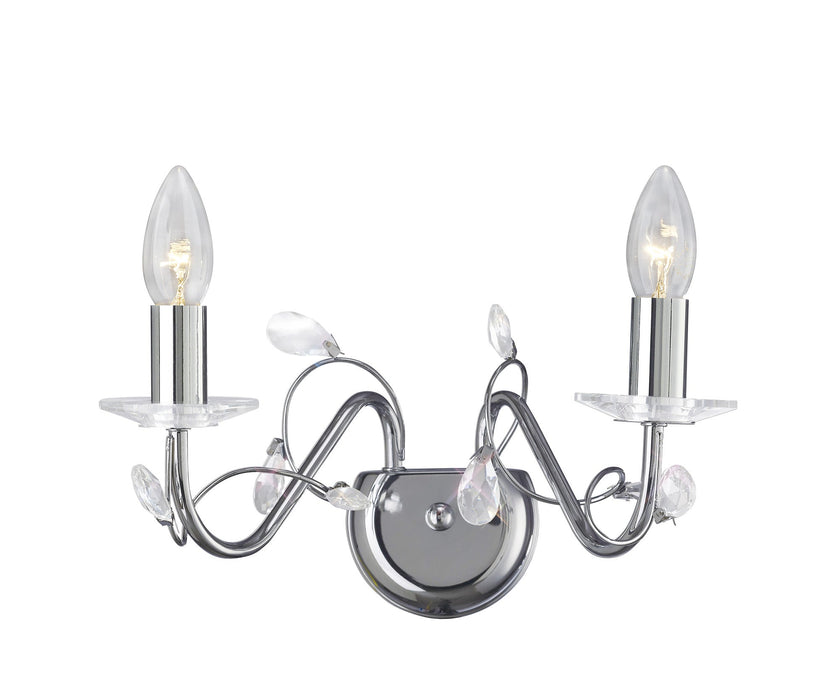 Diyas Willow Wall Lamp WITHOUT SHADE 2 Light E14 Polished Chrome/Crystal • IL31212