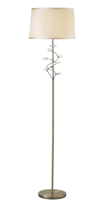Diyas Willow Floor Lamp With Cream Shade 1 Light E27 Antique Brass/Crystal • IL31224