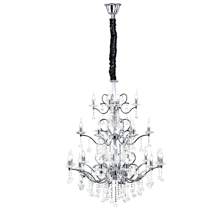 Diyas Zinta Pendant 3 Tier 22 Light E14 Polished Chrome/Crystal, (ITEM REQUIRES CONSTRUCTION/CONNECTION) Item Weight: 28.2kg • IL30126+4+12