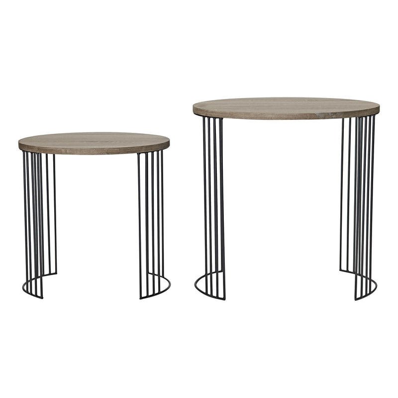 Dar Lighting Drum Nest of 2 Round Tables Oak Effect • 001DRU001