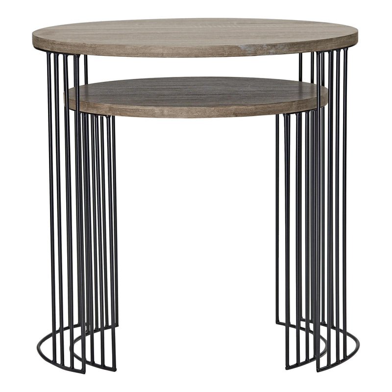 Dar Lighting Drum Nest of 2 Round Tables Oak Effect • 001DRU001