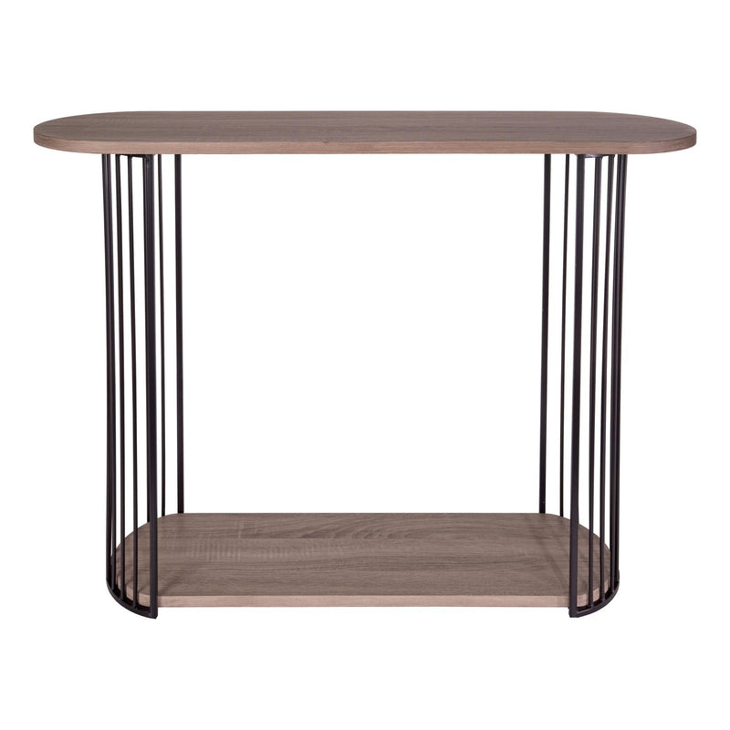 Dar Lighting Drum Console Table Oak Effect and Matt Black • 001DRU002