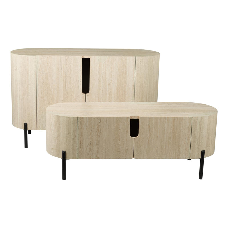 Dar Lighting Ioana Cabinet Travertine Effect and Matt Black • 001IOA002