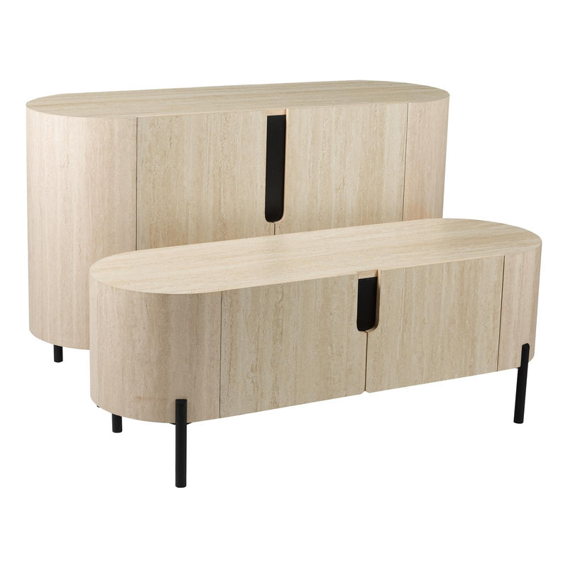 Dar Lighting Ioana Cabinet Travertine Effect and Matt Black • 001IOA002