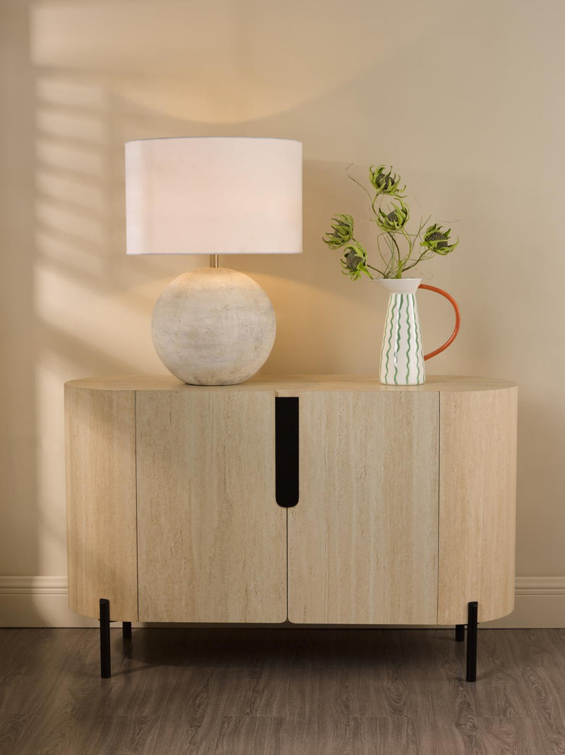 Dar Lighting Ioana Cabinet Travertine Effect and Matt Black • 001IOA002