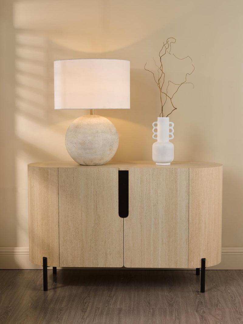 Dar Lighting Ioana Cabinet Travertine Effect and Matt Black • 001IOA002