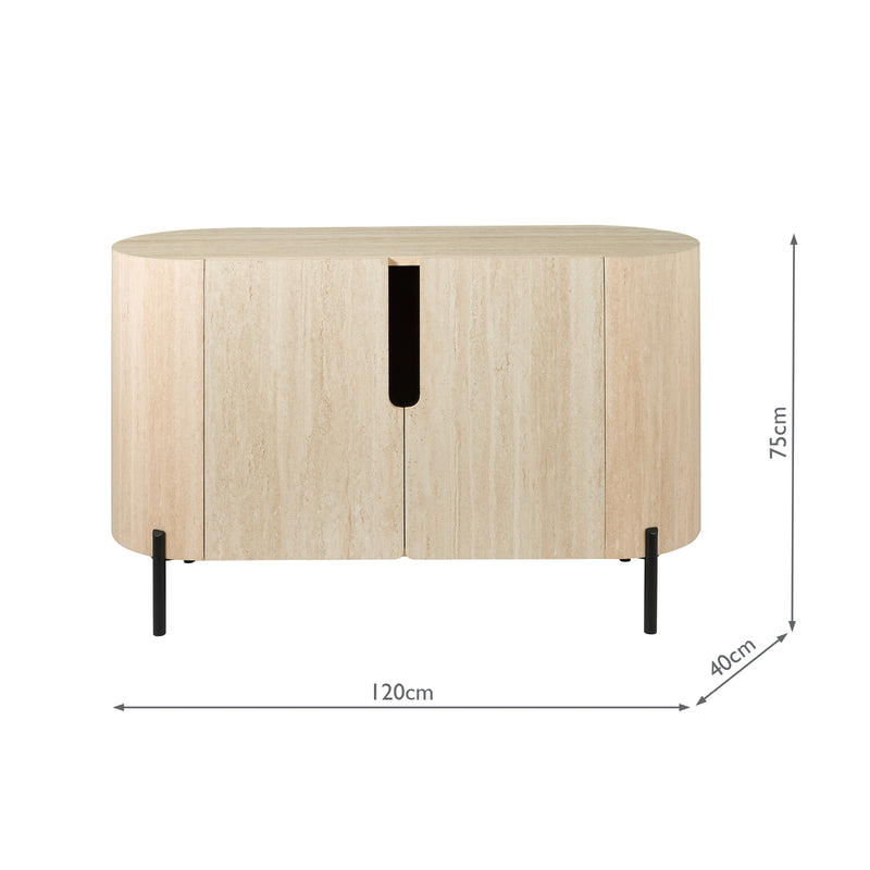 Dar Lighting Ioana Cabinet Travertine Effect and Matt Black • 001IOA002