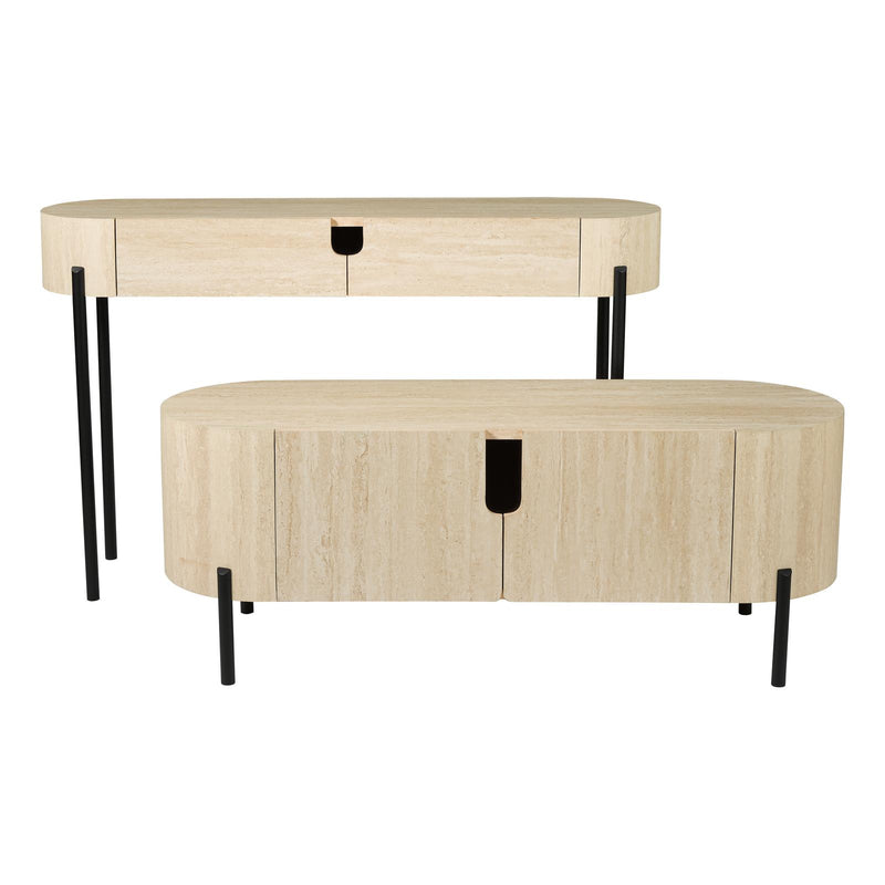 Dar Lighting Ioana Cabinet Travertine Effect and Matt Black • 001IOA003