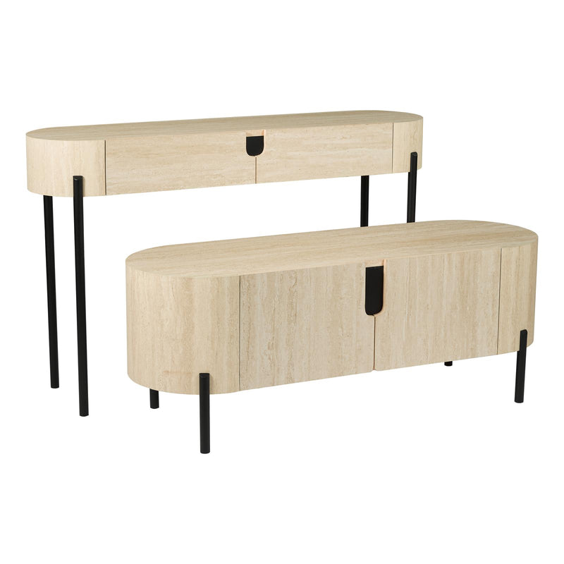 Dar Lighting Ioana Cabinet Travertine Effect and Matt Black • 001IOA003