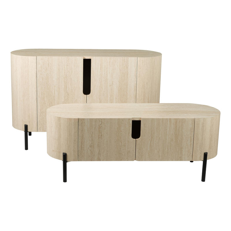 Dar Lighting Ioana Cabinet Travertine Effect and Matt Black • 001IOA003