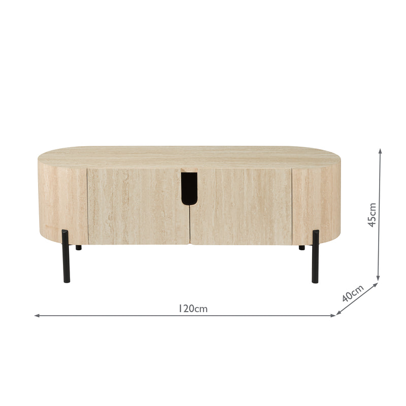 Dar Lighting Ioana Cabinet Travertine Effect and Matt Black • 001IOA003