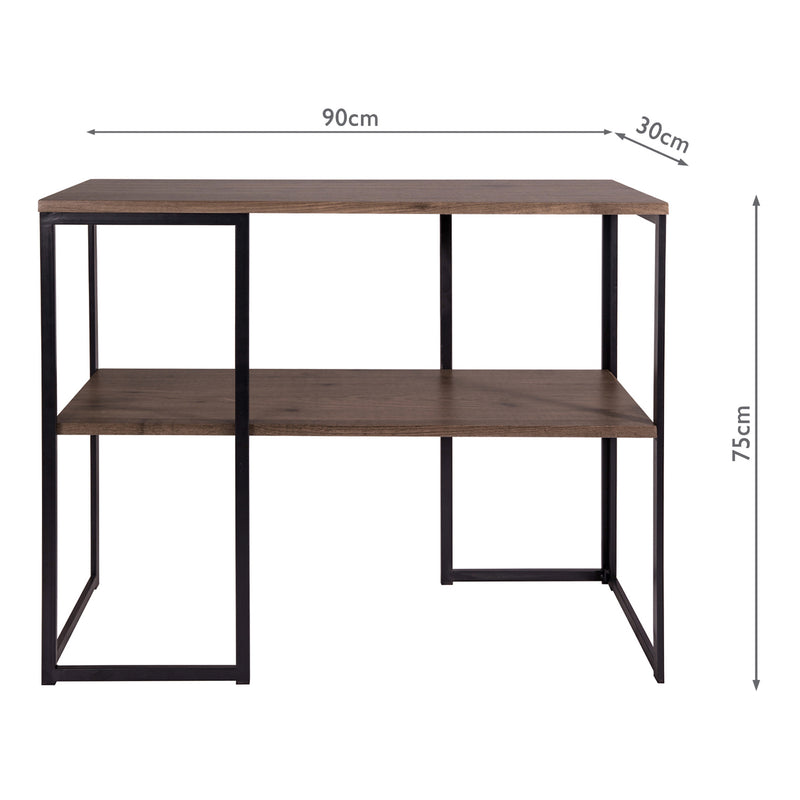 Dar Lighting Kimora Console Table Brown Pine Effect and Matt Black • 001KIM001