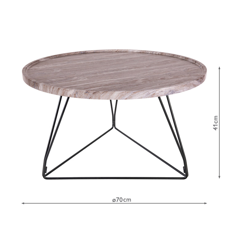 Dar Lighting Miguel Coffee Table Brown Stone Effect and Matt Black • 001MIG001