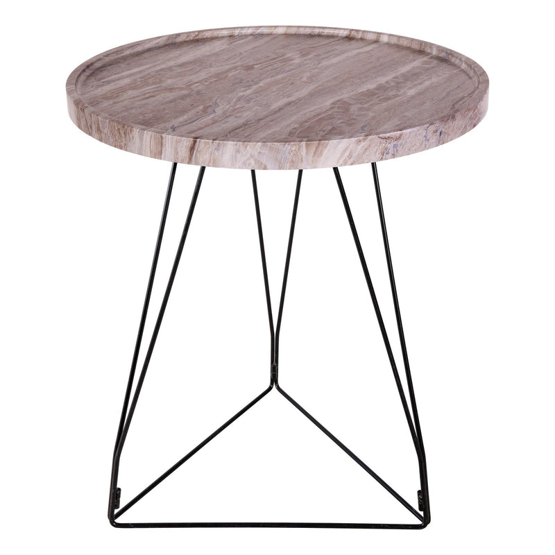 Dar Lighting Miguel Side Table Brown Stone Effect and Matt Black • 001MIG002