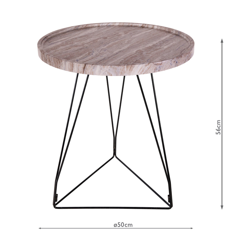 Dar Lighting Miguel Side Table Brown Stone Effect and Matt Black • 001MIG002