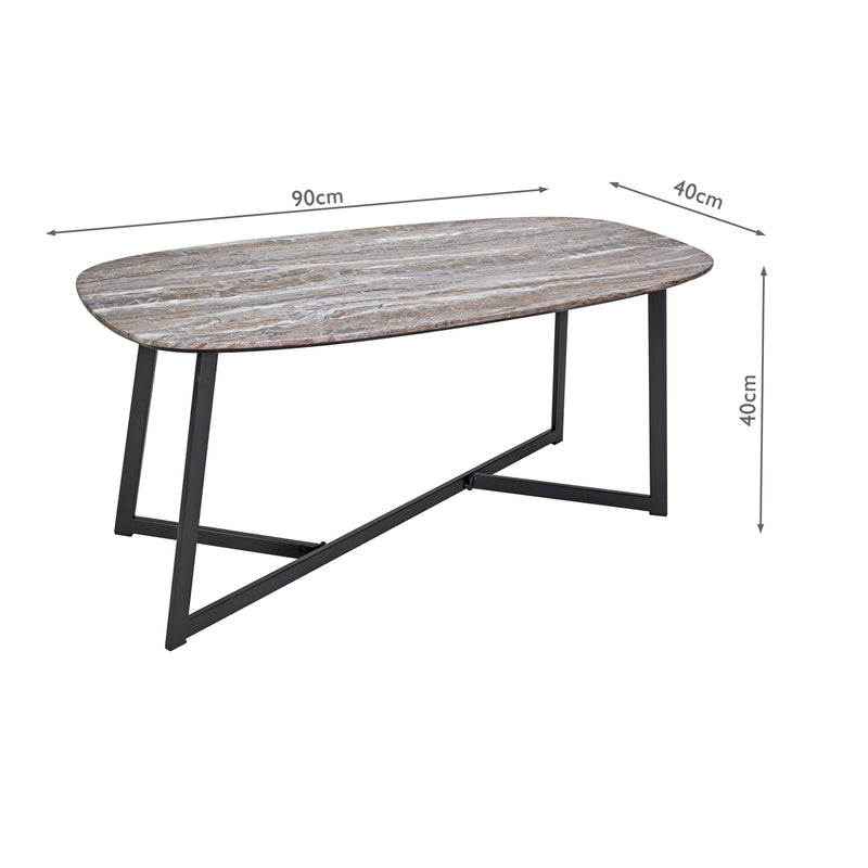 Dar Lighting Pavlos Coffee Table Brown Stone Effect and Matt Black • 001PAV001