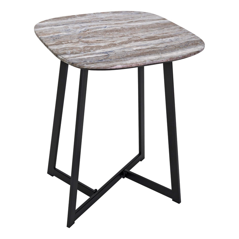 Dar Lighting Pavlos Side Table Brown Stone Effect and Matt Black • 001PAV002