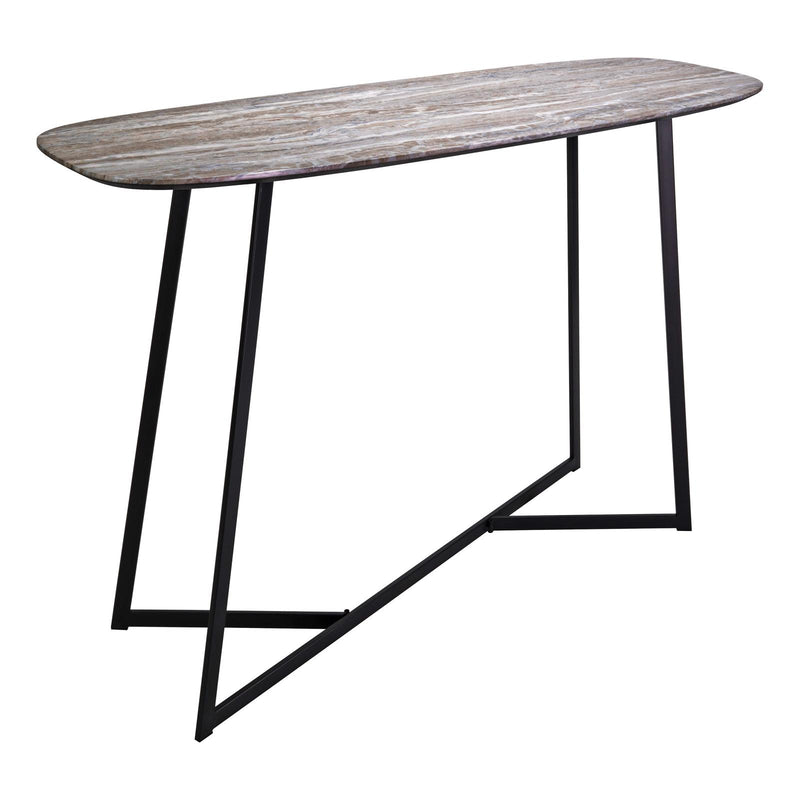 Dar Lighting Pavlos Console Table Brown Stone Effect and Matt Black • 001PAV003